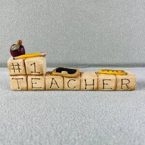 NOS Vtg Suzi Skoglund Blossom Bucket #1 Teacher Block Figurine Primitive School